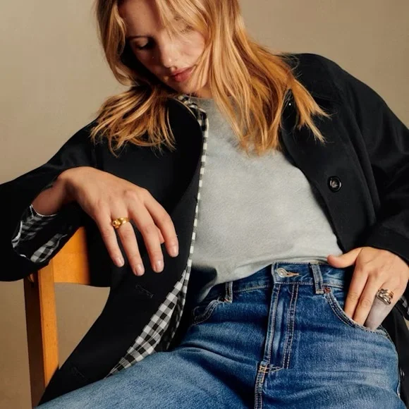 Sezane Clyde Trench Coat in Black - Picture 2 of 10